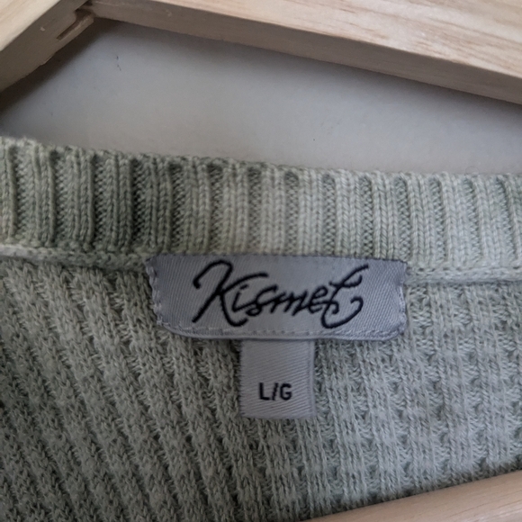 Kismet Green Tie-dye Waffle Knit Sweater - Picture 2 of 4